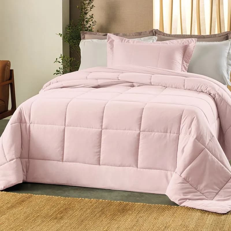 2,20M X 2,50M-EDREDOM TOQUE ACETINADO SOUFFLE - ROSA LILLE