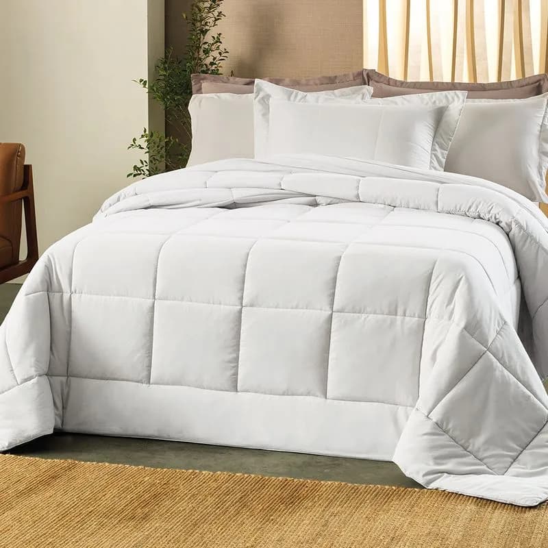 2,40M X 2,60M-EDREDOM TOQUE ACETINADO SOUFFLE - BRANCO