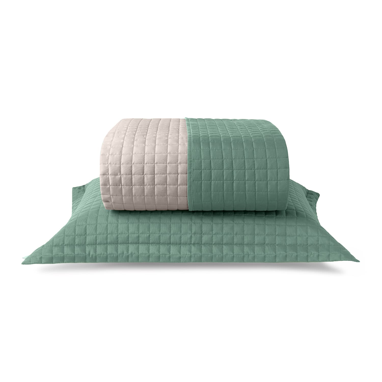 COBRE LEITO PLAZA CASAL DUPLA FACE 03 PCS POL. - VERDE FLORESTA/BEGE