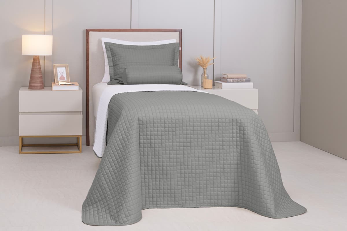 COBRE LEITO PLAZA SOLTEIRO DUPLA FACE 02 PCS POL. - GRIS/BRANCO