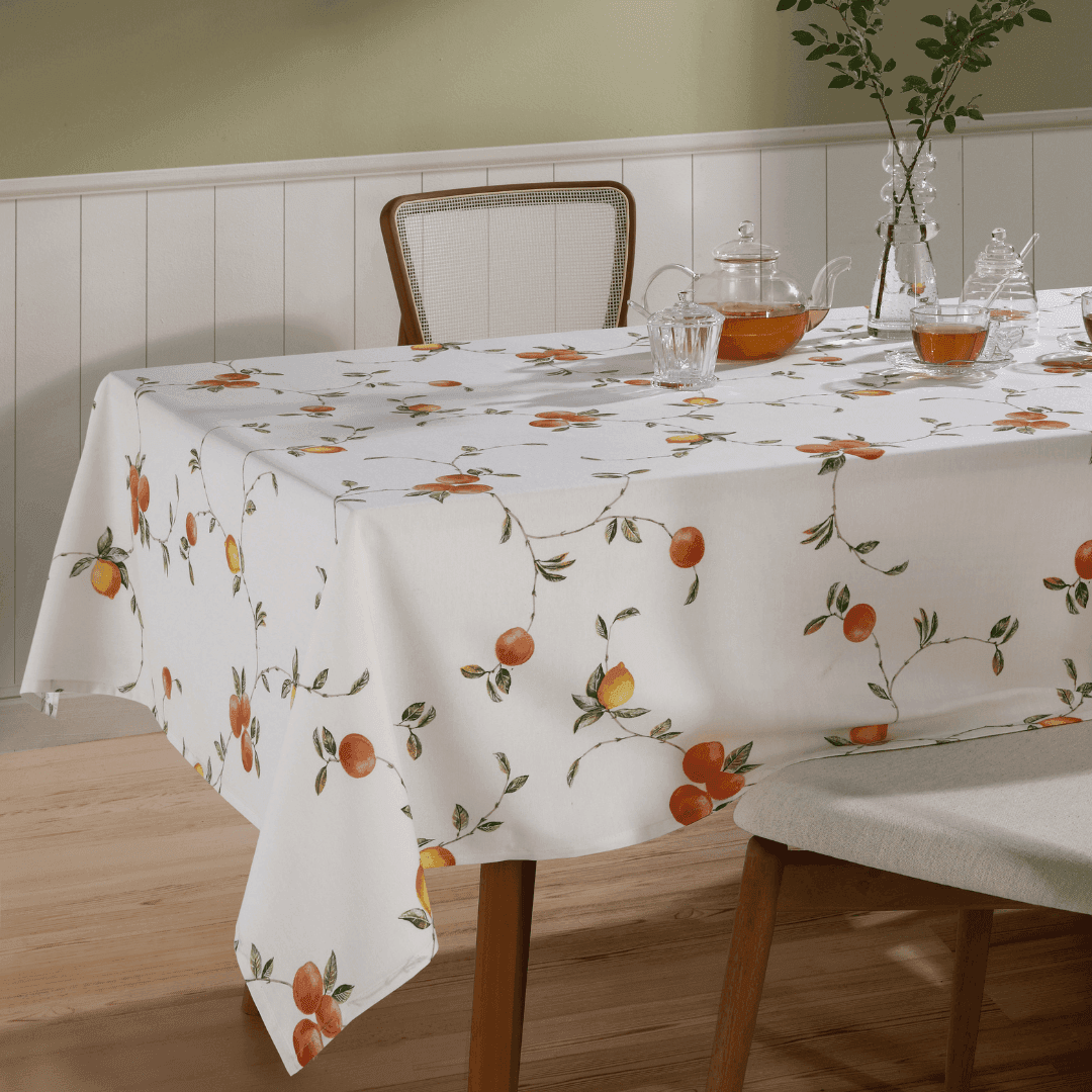 TOALHA DE MESA DOHLER CLEAN ATHENAS ESTAMPADO 1,40M X 1,40M PESSEGOS UNICA